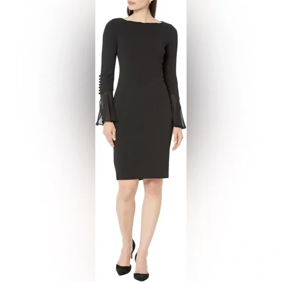 calvin klein black dress with bell sleeves Calvin Klein - Brandclub